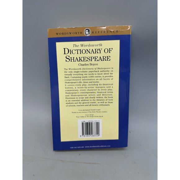 Dictionary of Shakespeare book paperback 1996 english Wordsworth 742 pgs READ - Picture 2 of 5